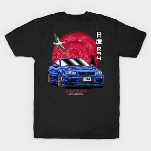 Nissan Skyline GTR R34 Back Print T-Shirt